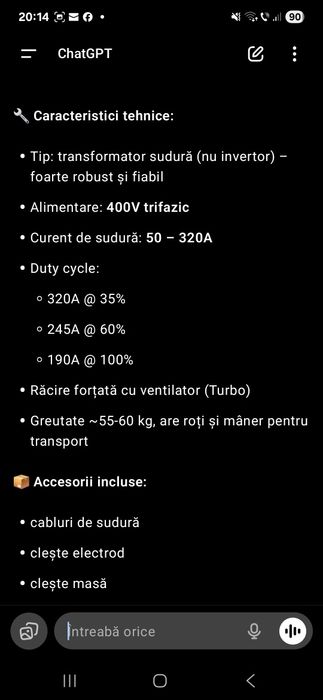 Aparat de sudura profesional Clarke Weld DC ARC 320 Turbo