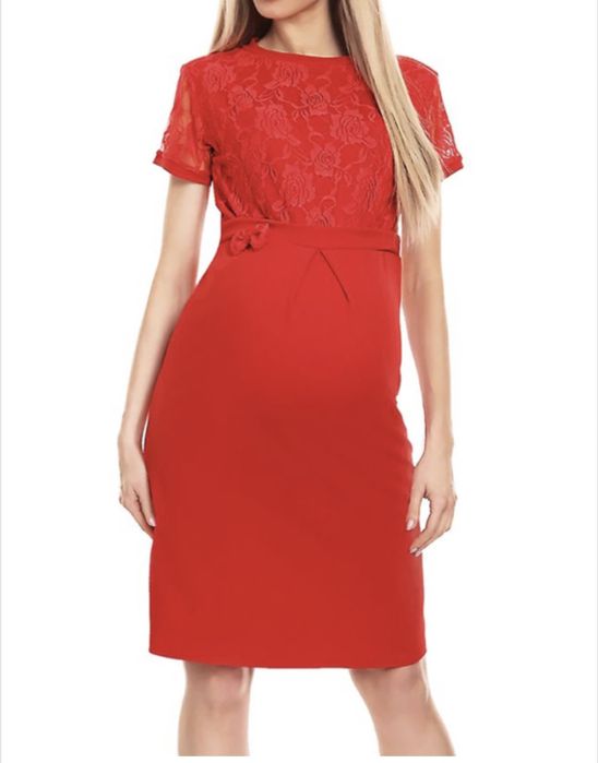 Rochie gravide, rosie cu dantela M