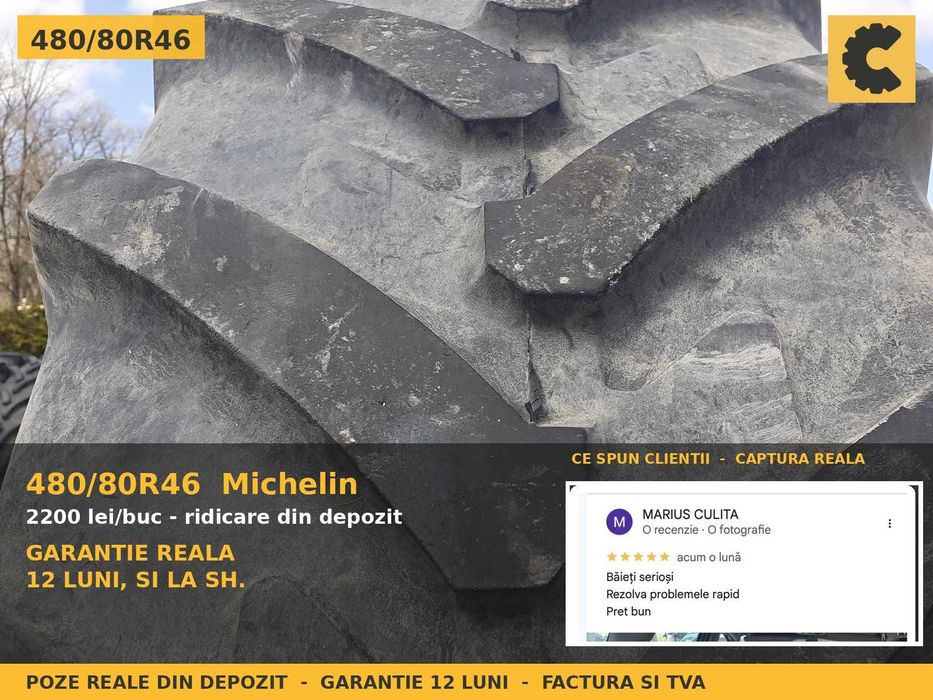 Cauciucuri 480/80R46 18.4R46 18.4-46 48080R46 Michelin ANVELOPE Tractor Prasit 2 BUCATI Radiale SH GARANTIE Factura TVA