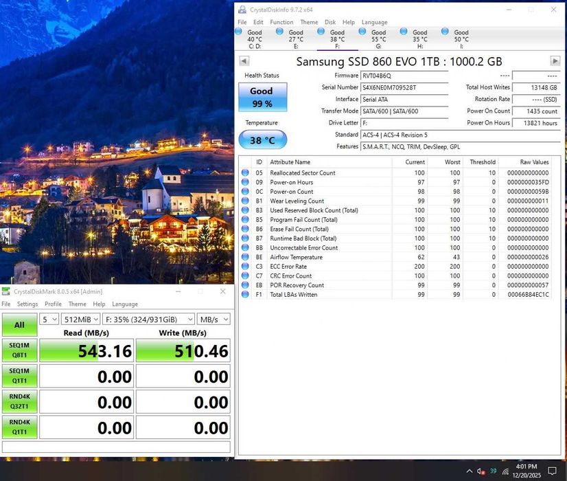 1TB SSD - SanDisk Ultra II , Samsung 860 Evo