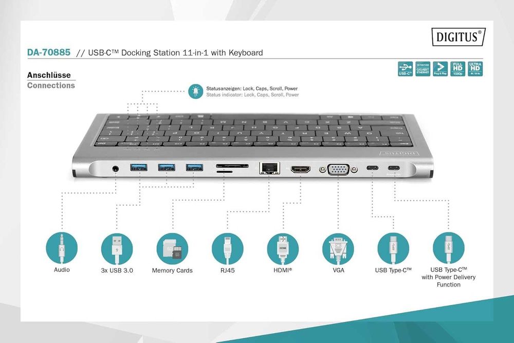 DIGITUS cu Dock USB-C 10-în-1