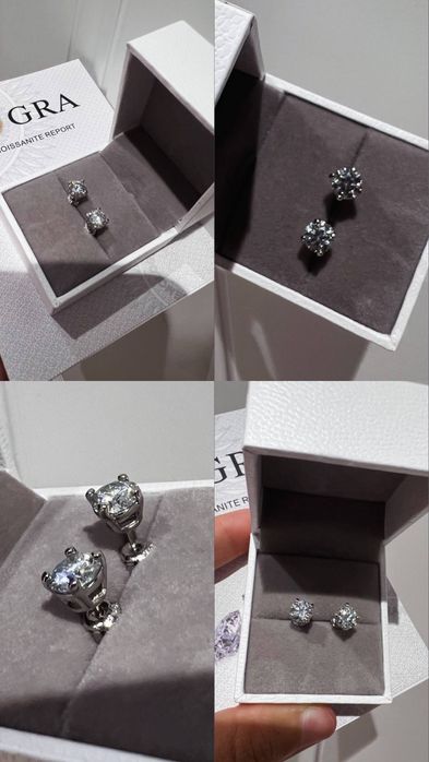 Сережки гвоздики муссанит брилиант 1c