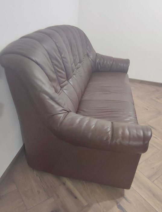 Диван тройка естествена кожа, внос Германия,