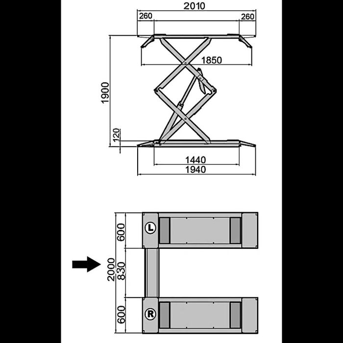 Elevator auto dublu foarfeca 3,2T rampa joasa si 1945 mm, cod-RHM S32