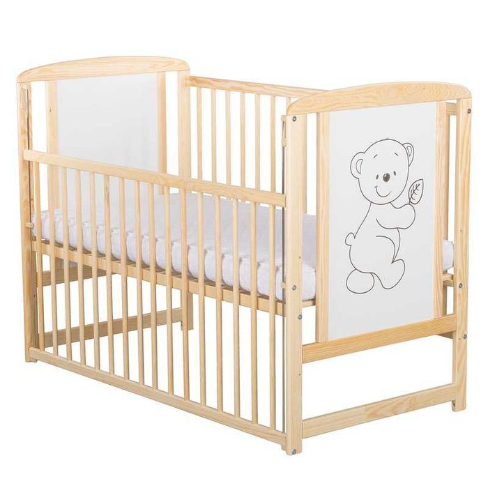 Patut din lemn BabyNeeds Timmi 120x60 cm cu laterala culisanta