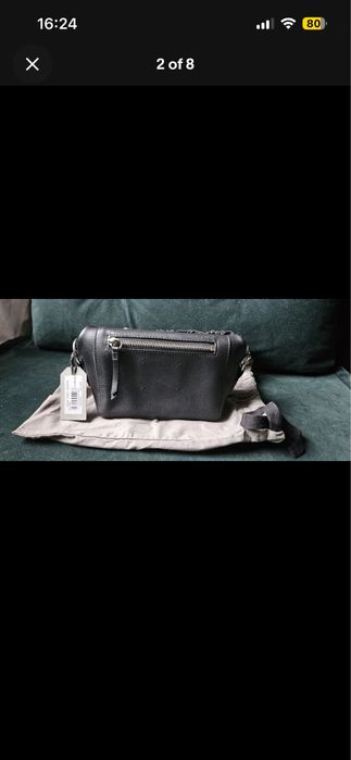 All saints оригинална кожена чанта/клъч естествена кожа и велур