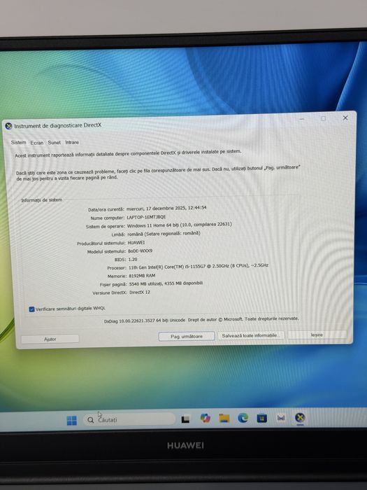 Laptop Huawei MateBook D15-i5 Generatia 11