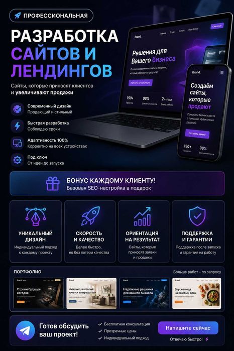 Создание сайтов и лендингов под ключ