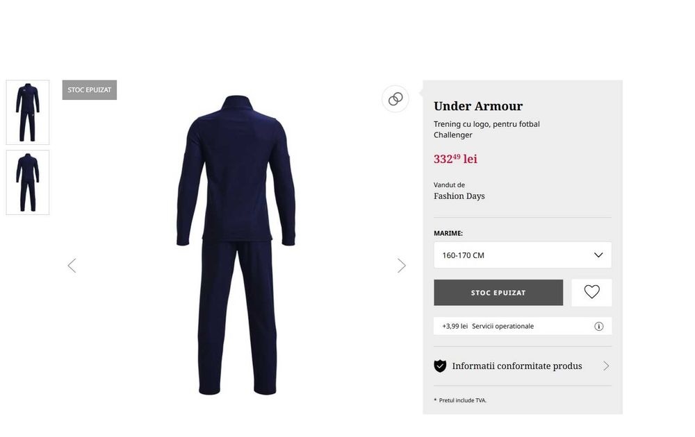 Trening Under Armour masura 160-170 cm