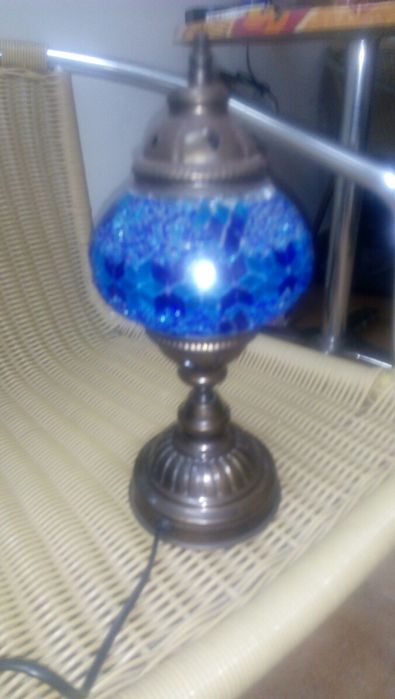 Стара витражна лампа месинг