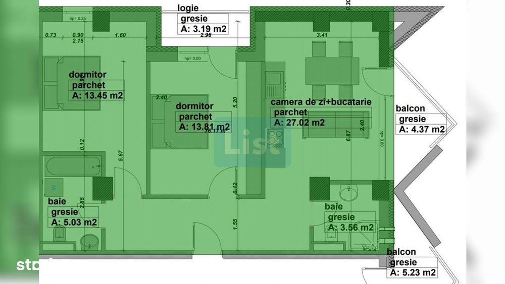 Apartament de vanzare in bloc nou, 3 camere, etaj 2, lift, comision 0%