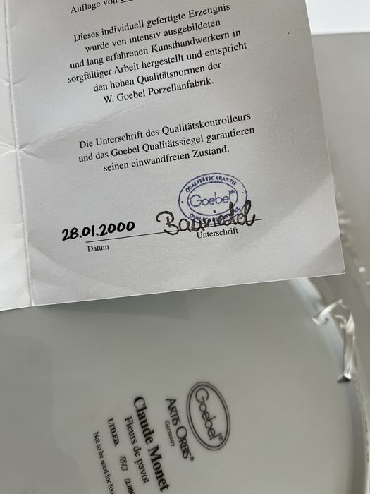 Farfurie Goebel Artis Orbis-Claude Monet -editie limitata 1813/2000