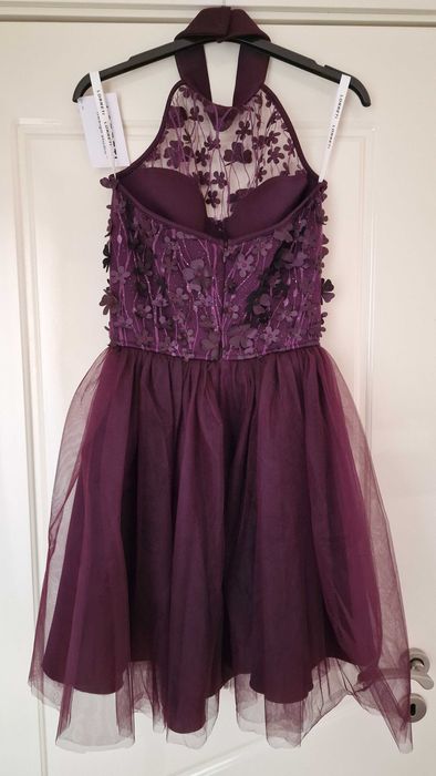 Мини рокля NOVA дантела тюл тъмнолилав Lorreti