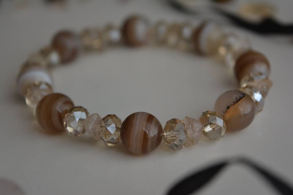 ахат микс, опушен фасетиран кварц, аквамарин