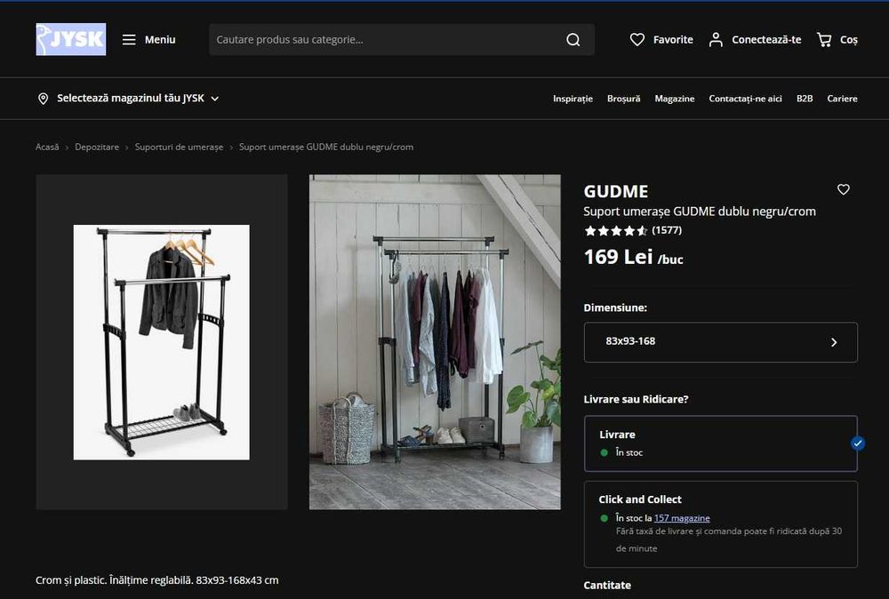 Vand Suport umerașe GUDME dublu negru/crom de la JYSK