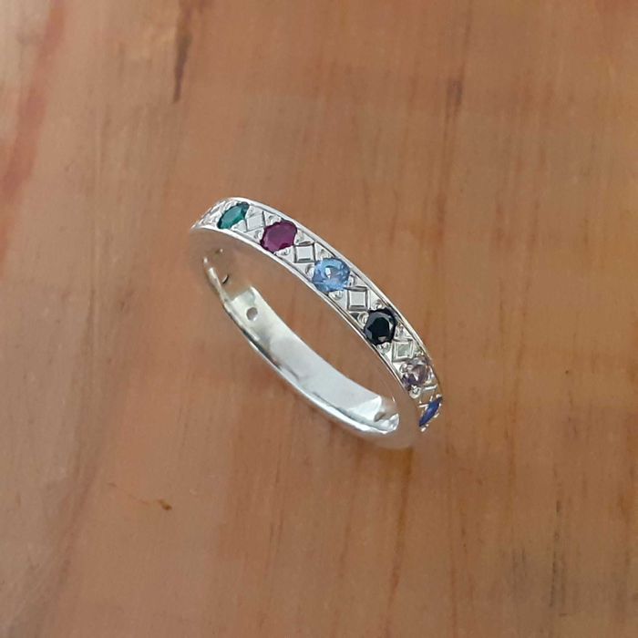 Сребърен пръстен, проба 925, с цветни циркони SILVER RING