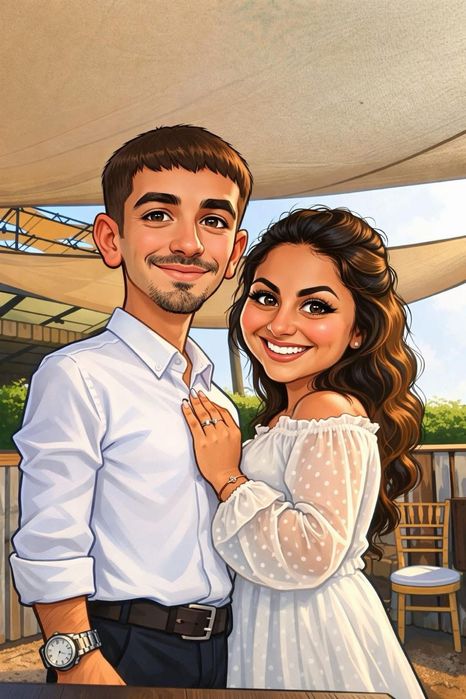 Дигитална Карикатура 10€ с рамка, 1,2,3 лица цената е една