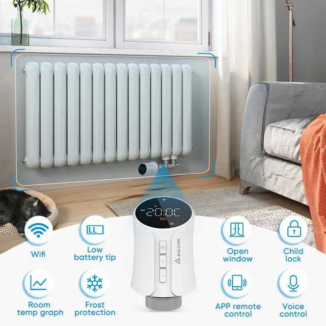 Termostat calorifer, inteligent, Wi-Fi Salcar TRV706W