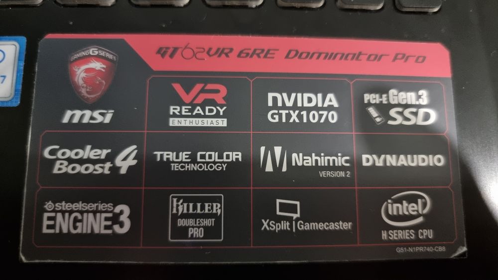 Msi gt62 vr dominator 6re GTX 1070 8GB!!!