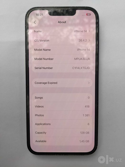 iPhone 14 Midnight eSIM — MPUA3LL/A