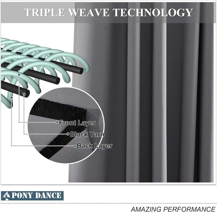 PONY DANCE Комплект от 2 бр. завеси за спалня, непрозрачни