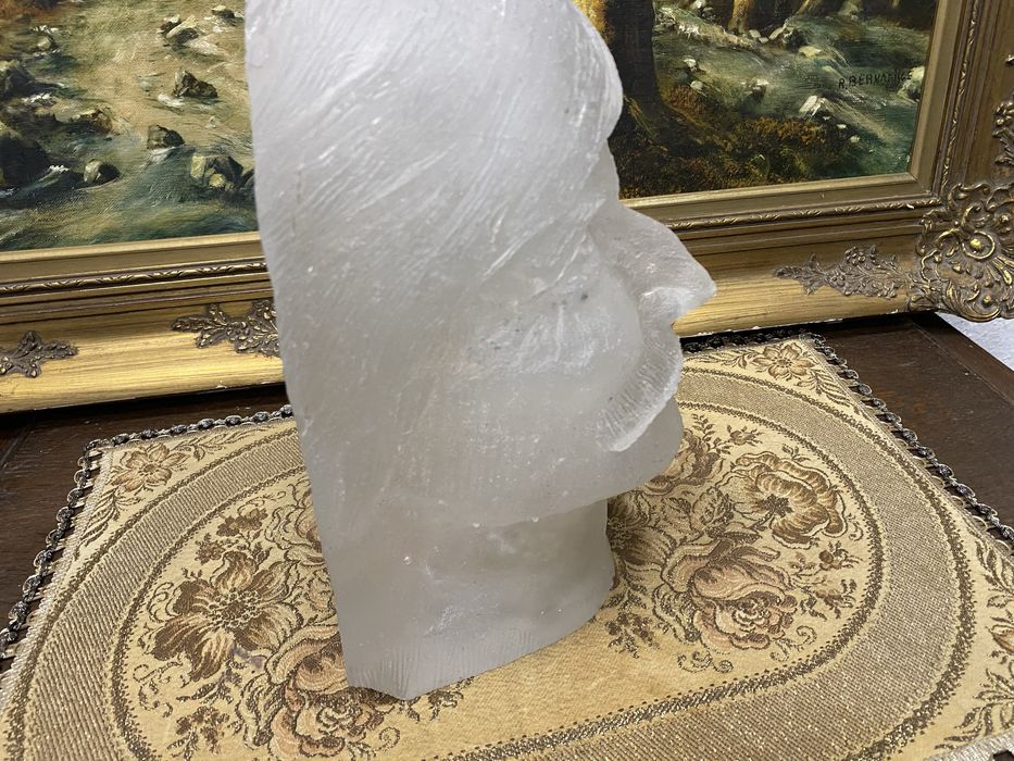 Винтидж стъклена скулптура глава мъж 1970 Германия