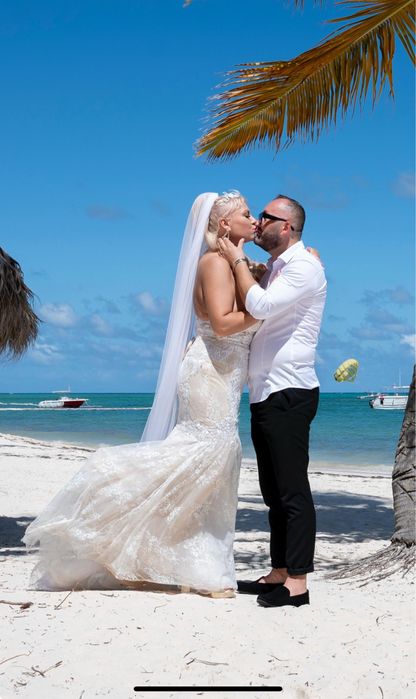 vand rochie de mireasa alb ivory crem bej + voal