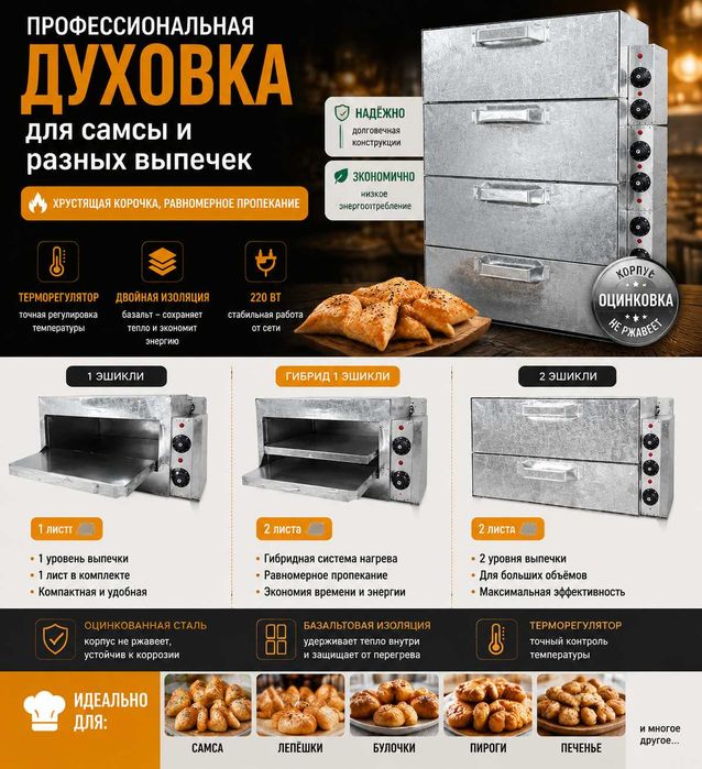 Духовка сомса ва пишириклар учун