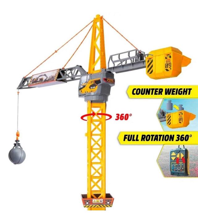 Macara de jucărie Dickie Toys Mighty Crane 110 cm, telecomandă, cutie
