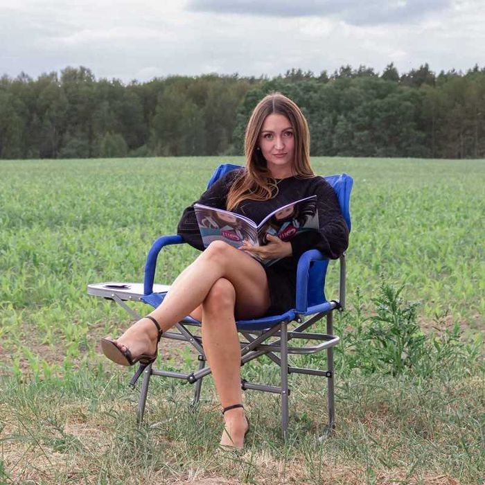 Сгъваем стол за къмпинг, метален, с поставка за чаша, 46 x 50 x 93 см