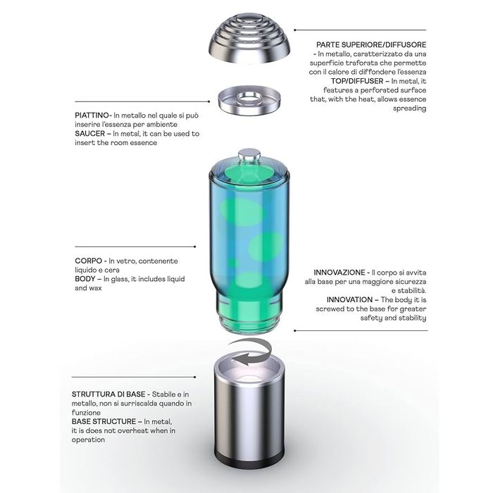 Лава лампа - Синя течност, зелен восък марка  itotal