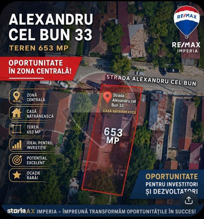 Teren/Casa cu 5 camere în zona Centrala, 653 mp curte