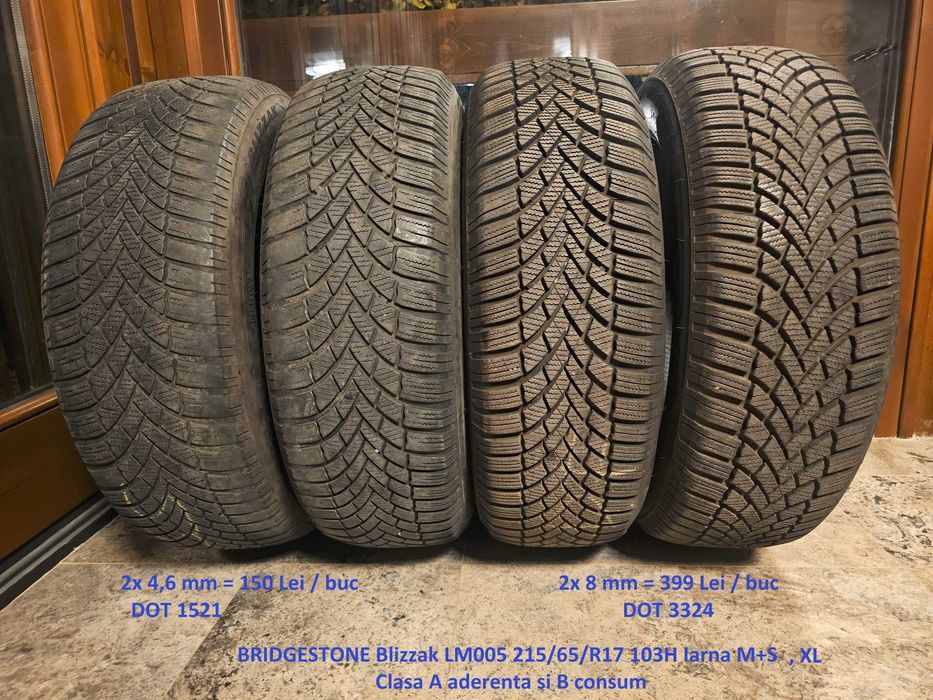 4x BRIDGESTONE Blizzak LM005 215/65/R17 103H Iarna M+S, NOI 2024, 8 mm