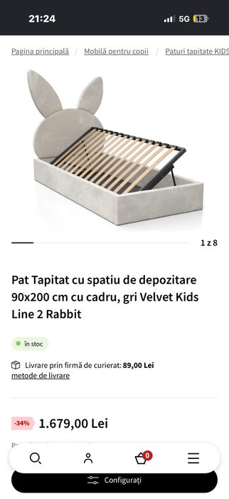 2 paturi de copii model Iepuras si saltele Jysk