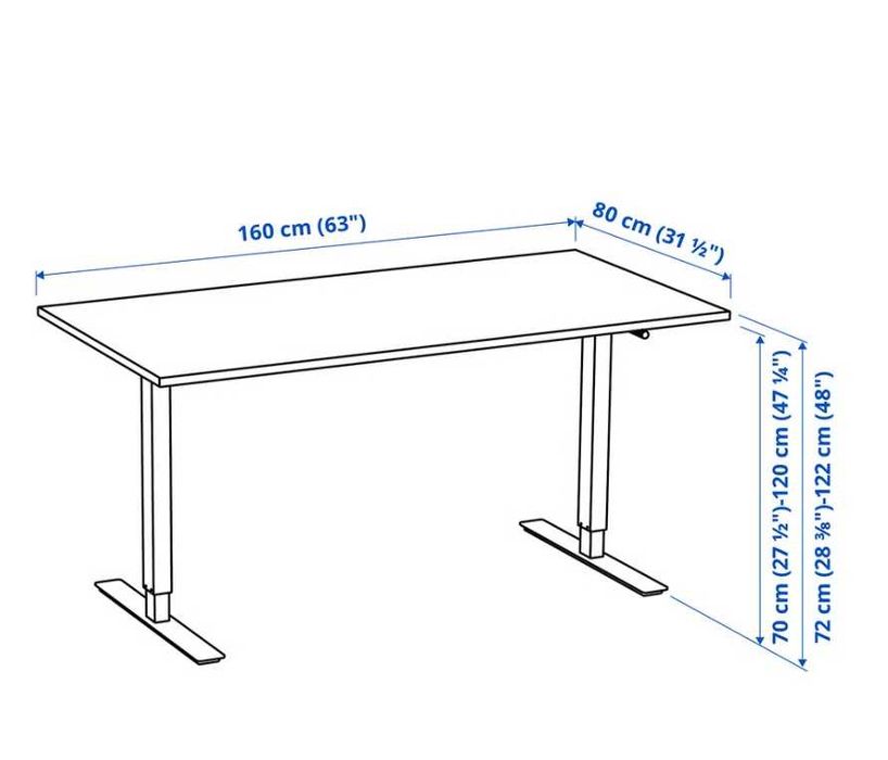 Birouri reglabile pe înălțime IKEA TROTTEN 160x80 cm – ALB – ca noi! 5 Bucati