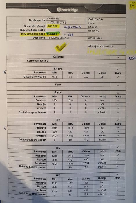 Injector Continental VDO reconditionat/testat, CAYC 1.6 TDI 03L130277B