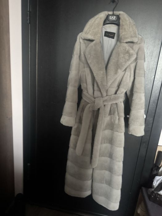 Палто faux fur от вълна и ангора