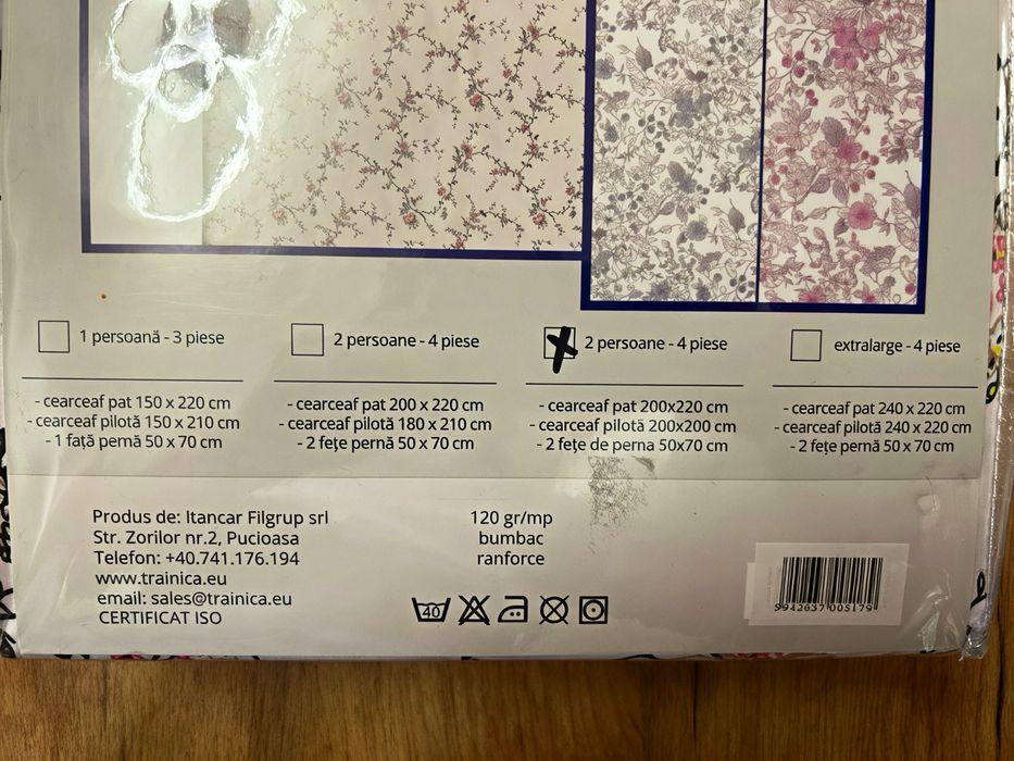 Lenjerie pat King Trainica, bumbac, 2 persoane