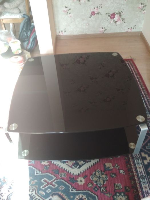 Стол журнальный стеклянный черный стекло