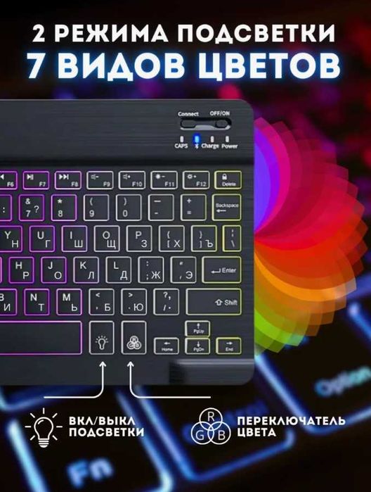Клавиатура + Мышь (беспроводные аккумуляторные blutooth с подсветкой)