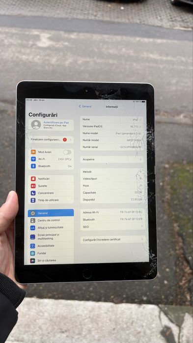 iPad 5 A1822-Neverlock-32GB-Amprenta Functionala-Vezi Descrierea Anunt