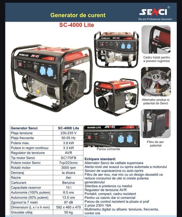 Generator monofazat 3,8 kw