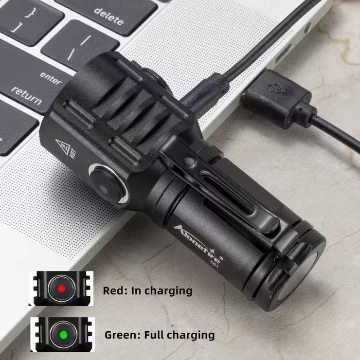 Компактен и силен фенер 6000К USB Type C