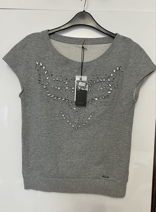Bluza Guess, noua, gri cu broderii si pietre , XS