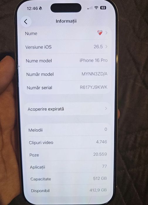 VÂND URGENT!! iphone 16 pro 512GB