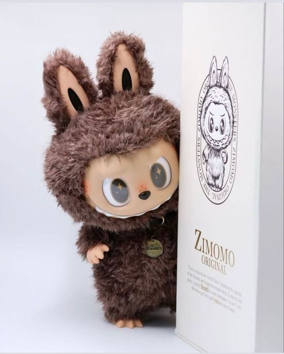 Голямо Лабубу Zimomo, Бяло/Кафяво, Labubu Zimomo 38см