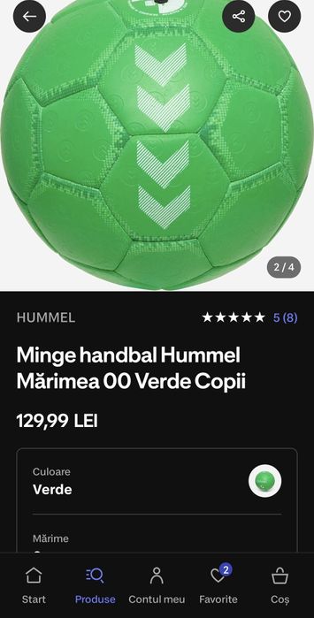 minge  handbal  HUMMEL marimea 00 verde copii