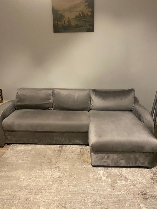 Canapea extesibila, gri din catifea