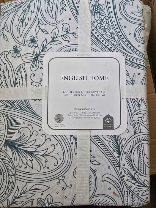 Lenjerie pat noua, English Home, finet, Damasc, noua