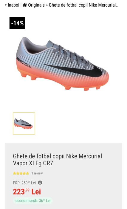 Ghete de fotbal copii Nike Mercurial CR7 nr 35